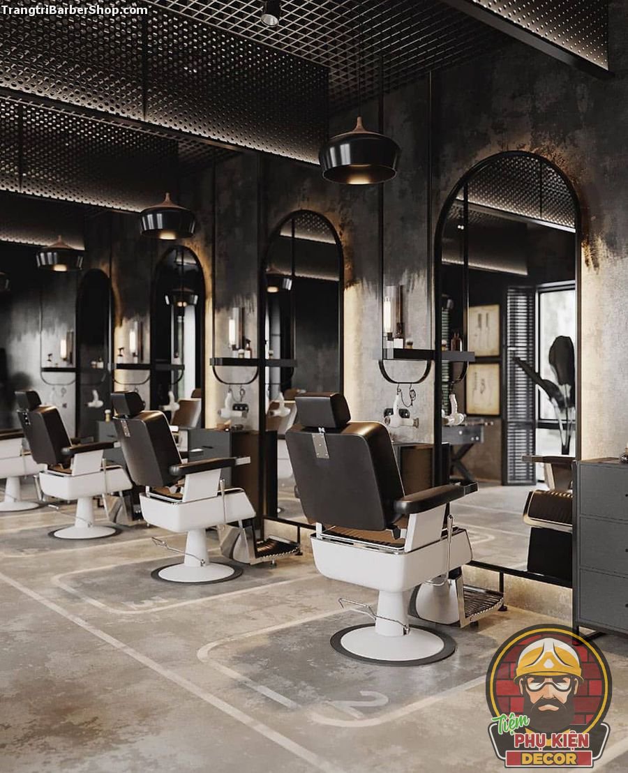 Trang trí Tiệm tóc Nam theo kiểu đơn giản, hiện đại là xu hướng được nhiều chủ Salon lựa chọn