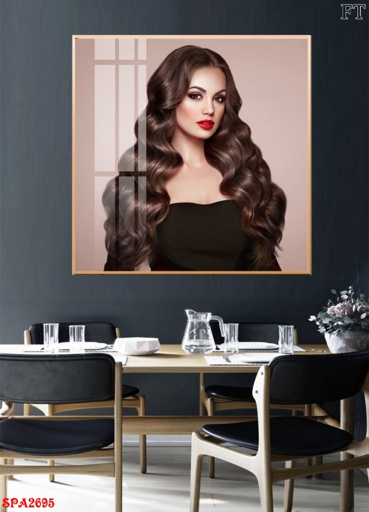 Tranh tóc nữ cá tính treo tường trang trí salon độc đáo